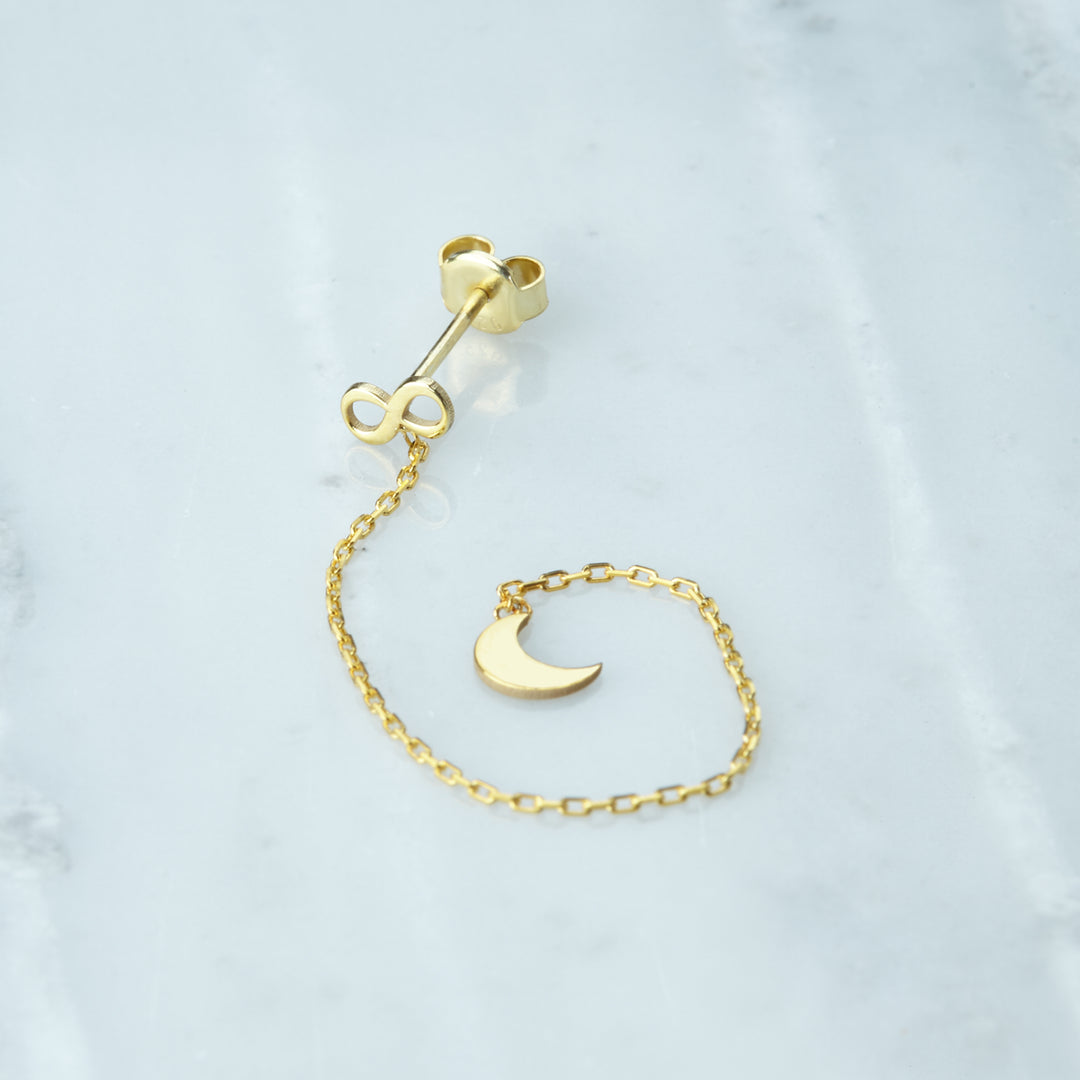 Infinity & Moon Threader Earrings