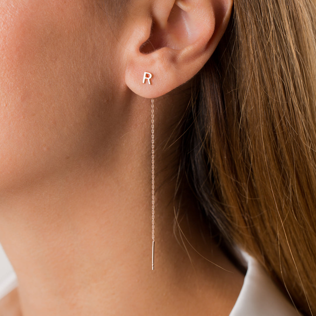 Letter Threader Earrings