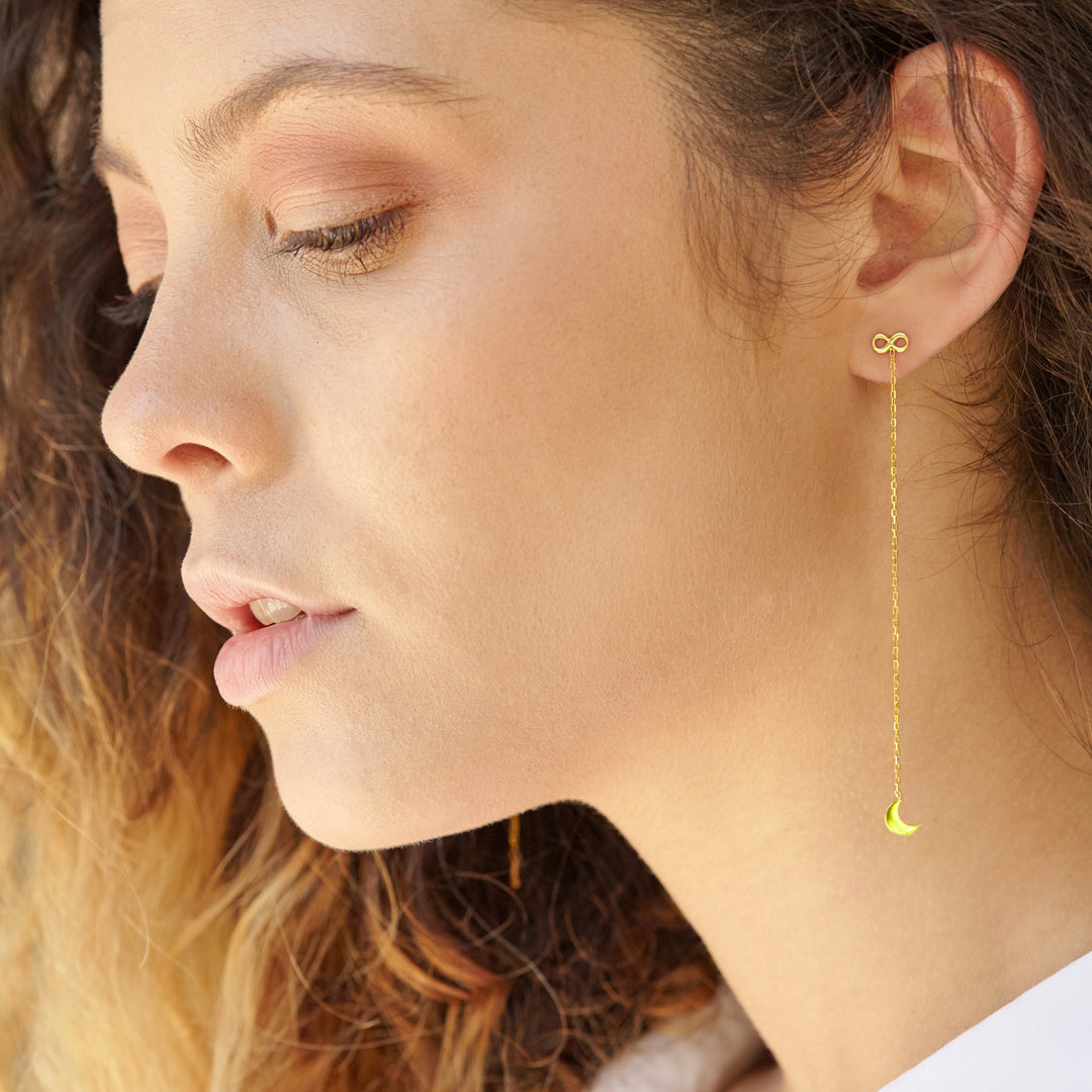 Infinity & Moon Threader Earrings