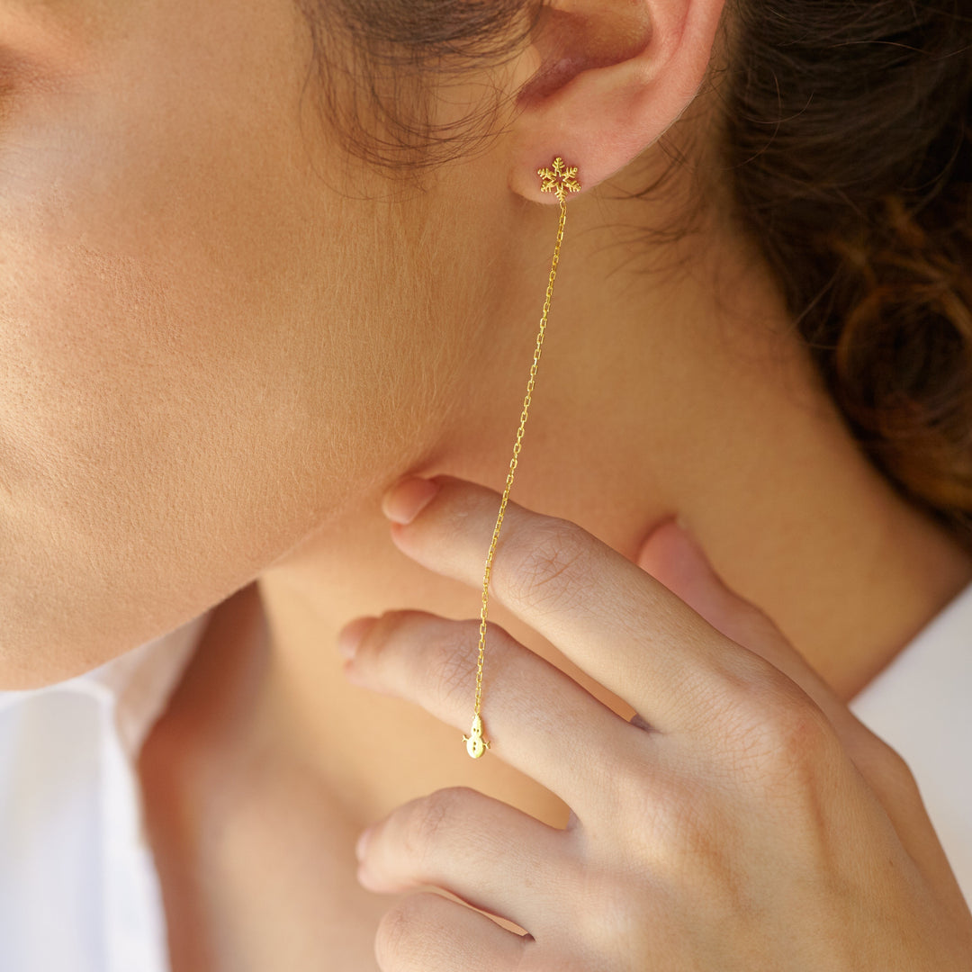 Snowflake & Snowman Threader Earrings